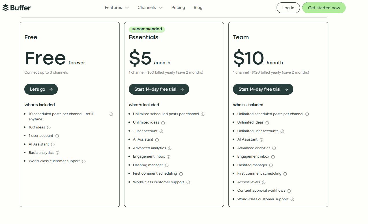 Buffer pricing on May 18, 2025