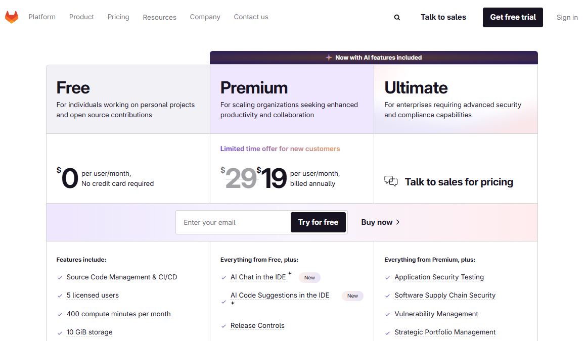 GitLab pricing on May 21, 2025