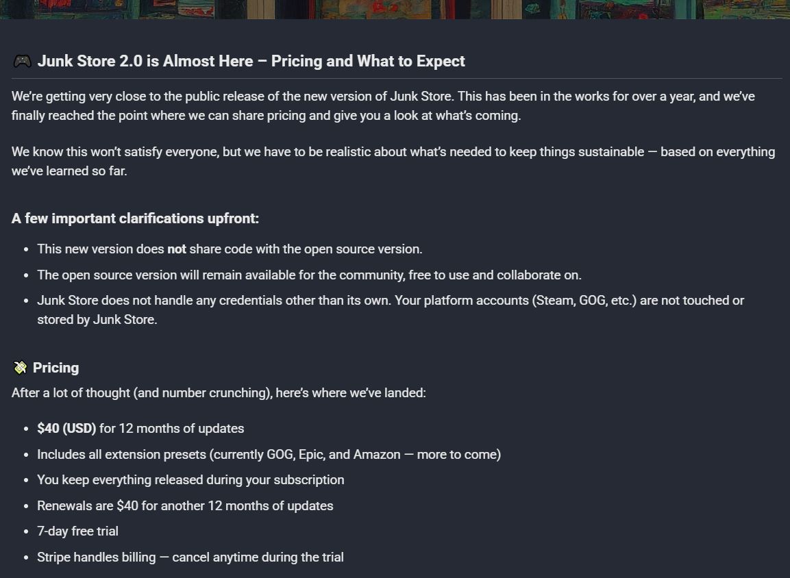 Junk Store Update on Introducing Subscription Pricing in Version 2.0