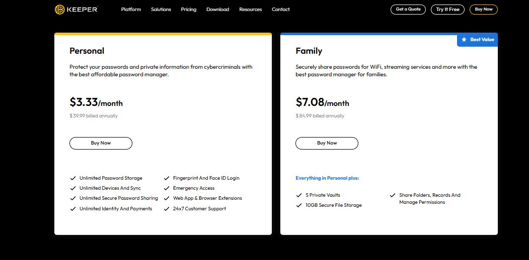 Keeper Security pricing on June 1, 2025