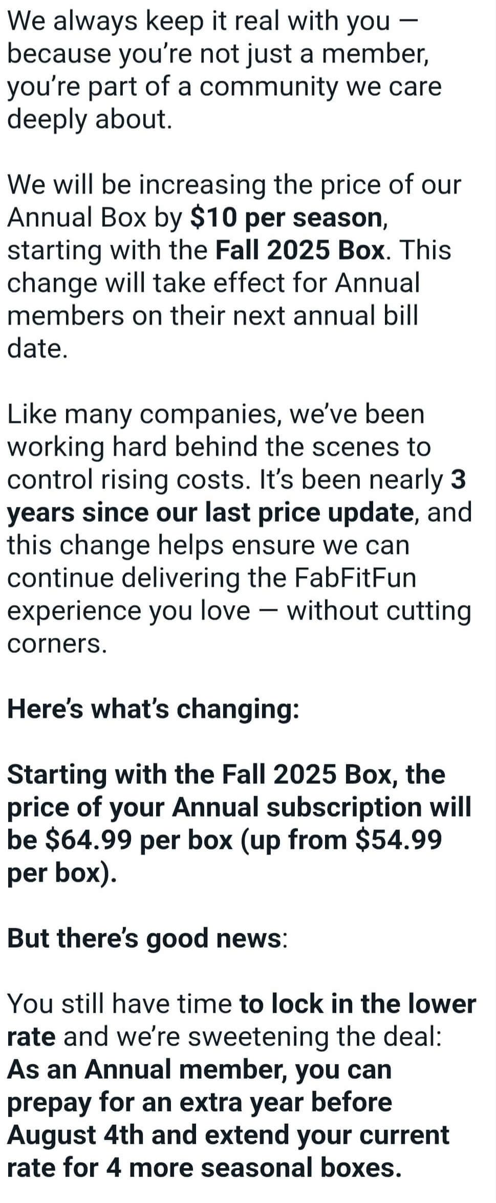 FabFitFun Update on Subscription Box Price Increase in September