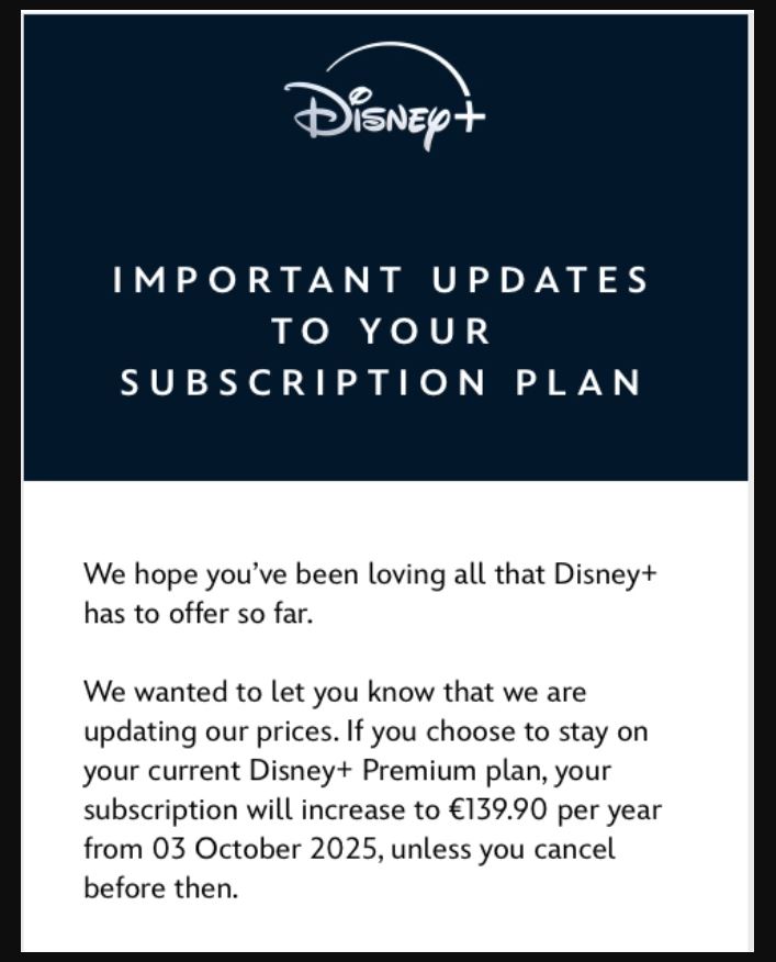 Disney+ Subscription Price Increase in European Countries on October 3rd