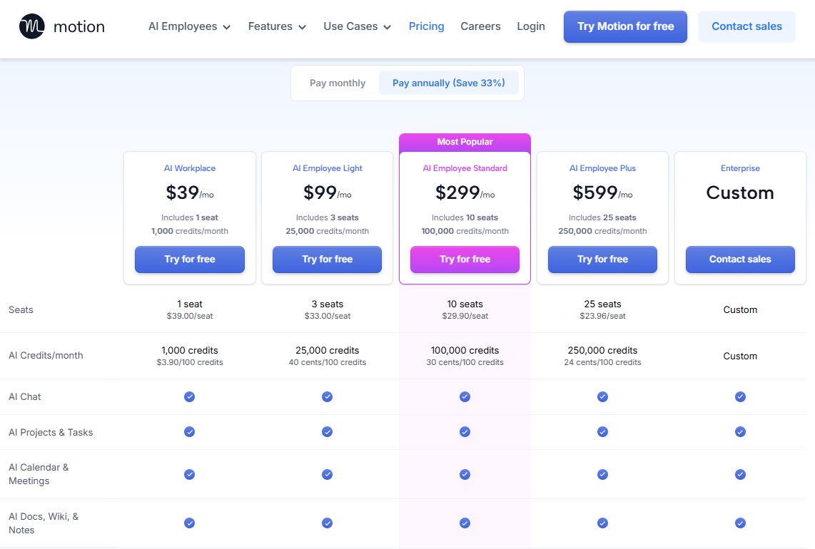 Motion pricing on August 20, 2025