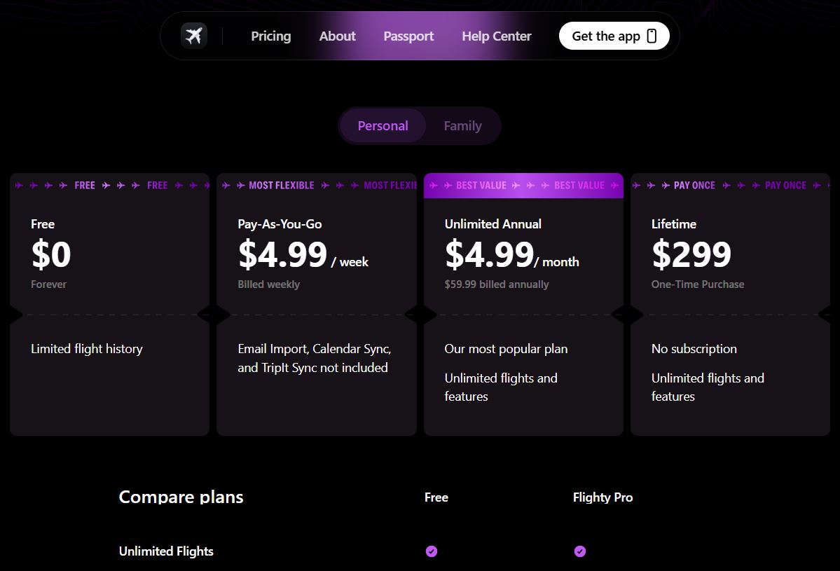 Flighty pricing on September 27, 2025