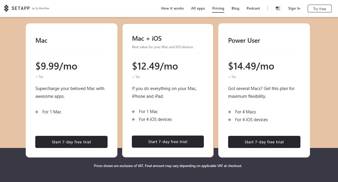 Setapp pricing on July 11, 2025