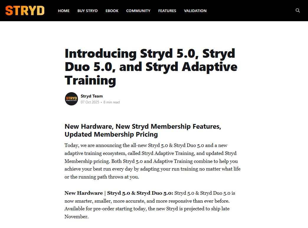 Stryd Update On Membership Price Increase In October
