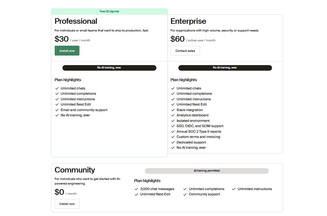 Augment Code pricing on February 28, 2025