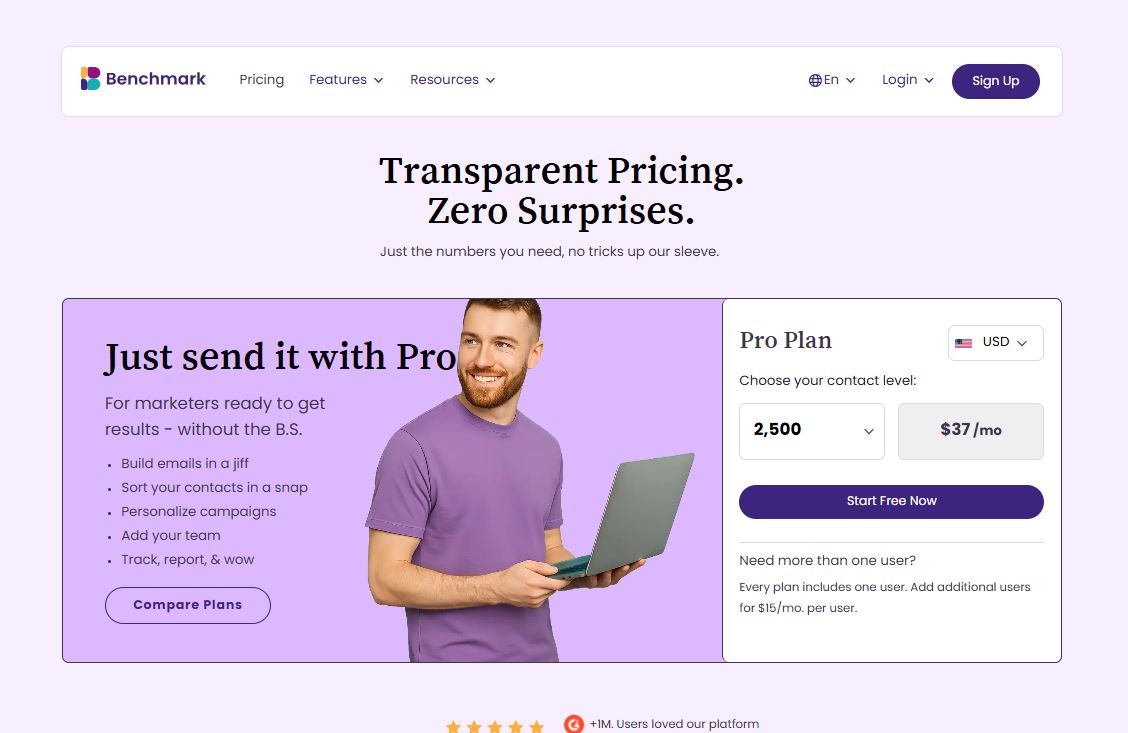 Benchmark Email pricing on October 6, 2025
