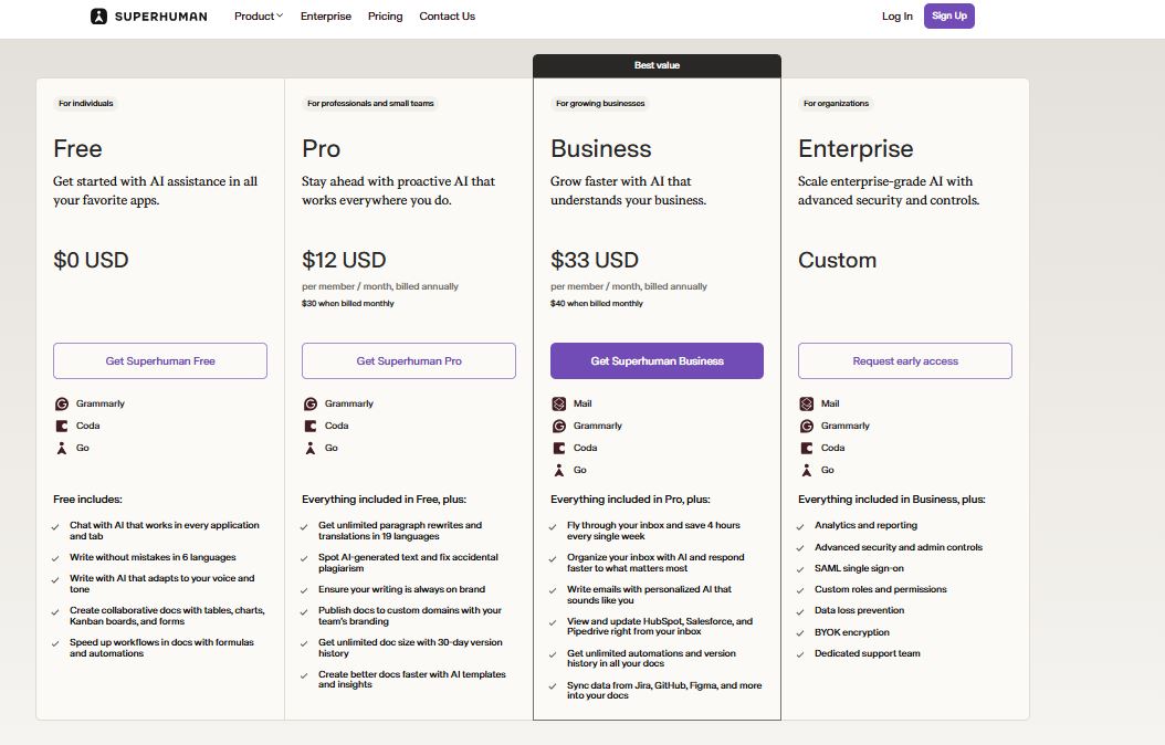 Superhuman pricing on October 29, 2025