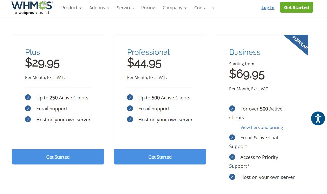WHMCS pricing on October 14, 2025