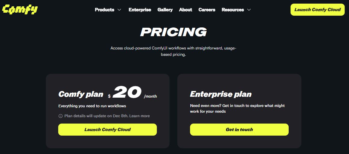 Comfy Subscription pricing on November 28, 2025