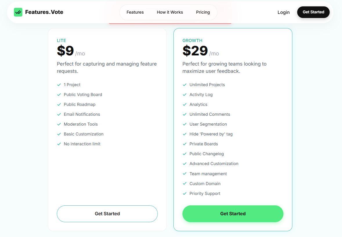 FeaturesVote pricing on November 30, 2025