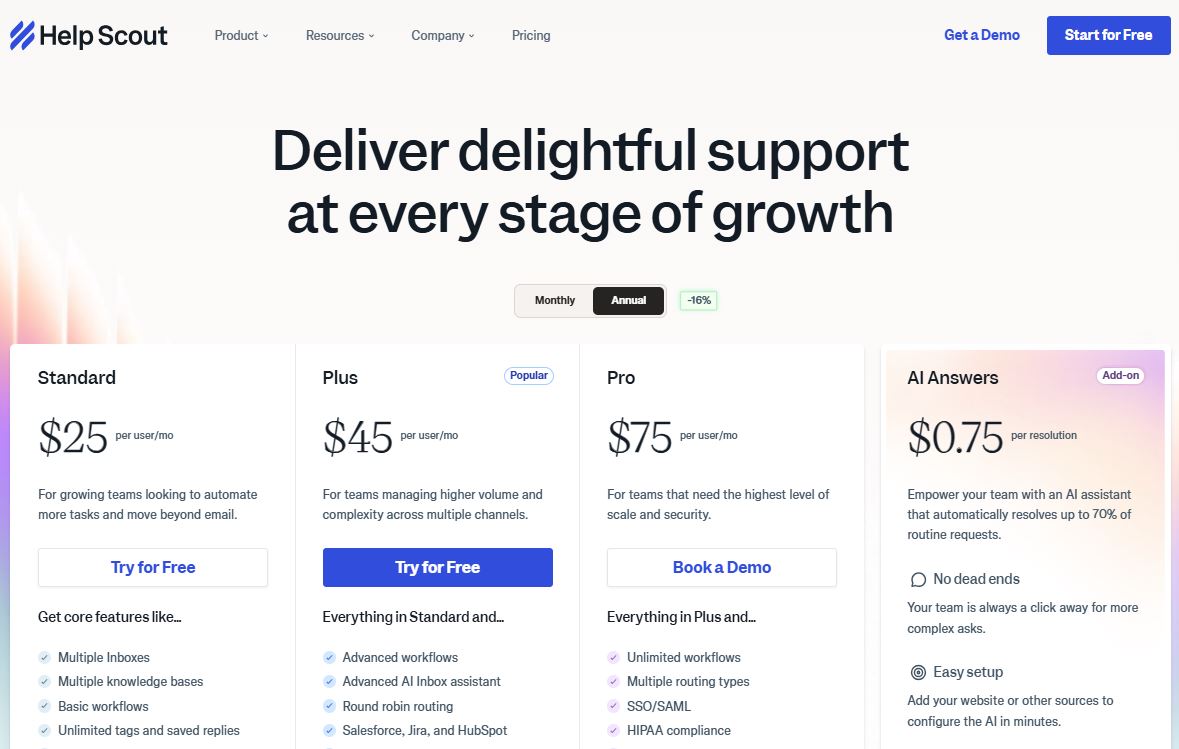 Help Scout pricing on November 6, 2025