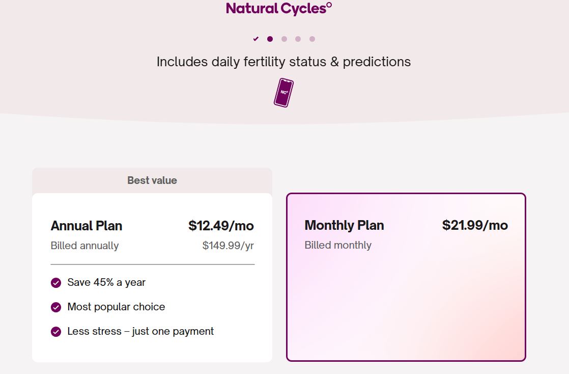Natural Cycles Subscription pricing on November 18, 2025