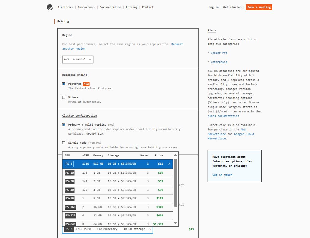 PlanetScale pricing on November 14, 2025