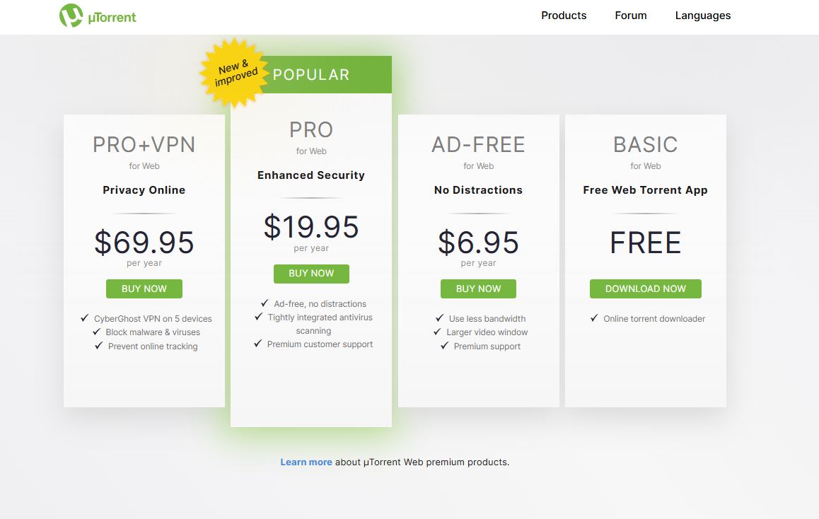 uTorrent pricing on November 7, 2025