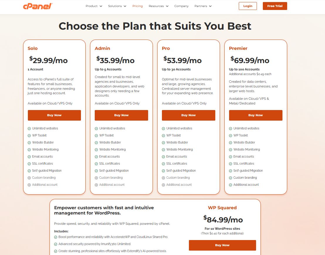cPanel pricing on February 6, 2026