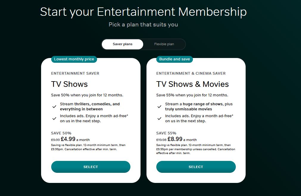 NOW TV Membership pricing on December 4, 2025